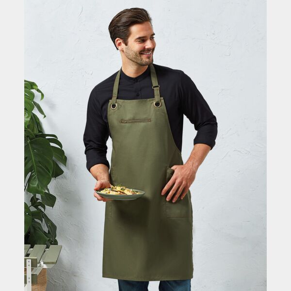 ‘Barley’ Contrast Stitch Bib Apron Thumbnail