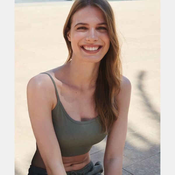 Women's sustainable fashion cropped cami top with adjustable straps Thumbnail