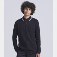AWDis Long Sleeve Tipped 100 Polo Shirt Thumbnail