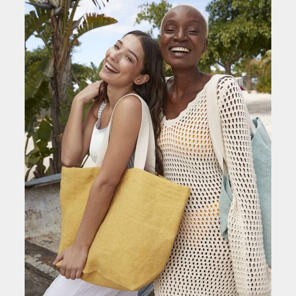 Soft washed jute beach bag Thumbnail