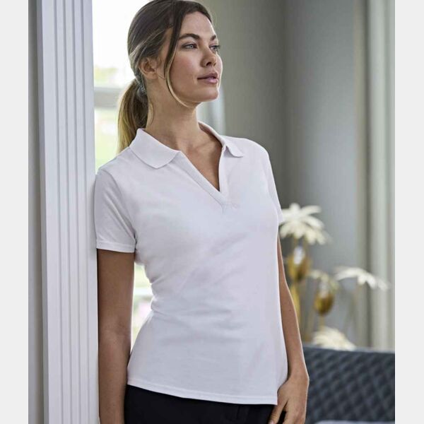 Tee Jays Ladies Luxury Stretch V Neck Polo Shirt Thumbnail