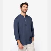 Spasso Washed Mao Collar Shirt Thumbnail