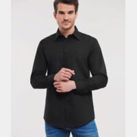 Long sleeve polycotton easycare fitted poplin shirt Thumbnail