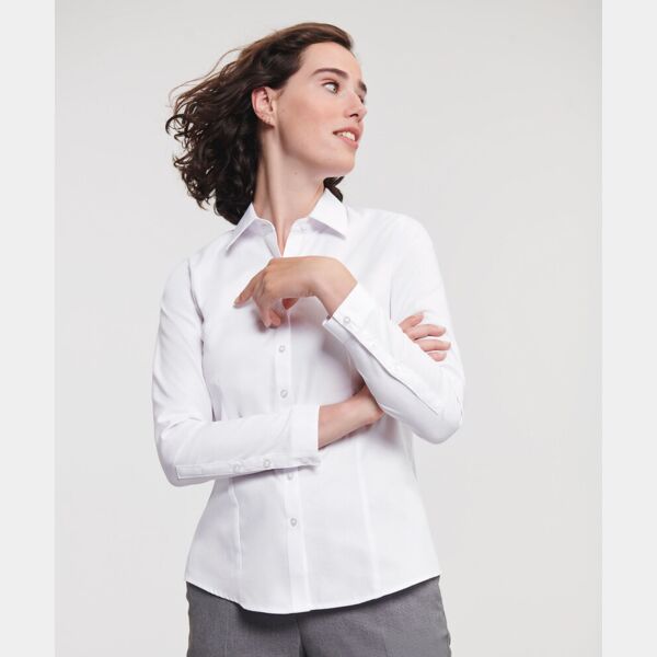 Women's long sleeve herringbone shirt Thumbnail
