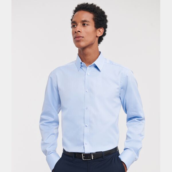 Russell Collection Long Sleeve Herringbone Shirt Thumbnail