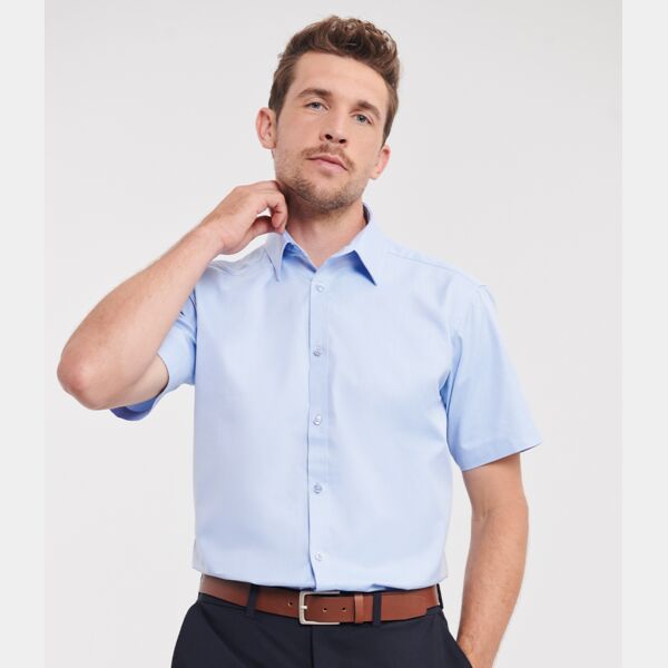 Russell Collection Short Sleeve Herringbone Shirt Thumbnail