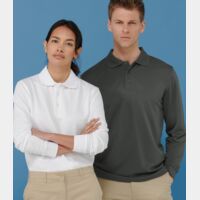 Henbury Unisex Long Sleeve Coolplus® Piqué Polo Shirt Thumbnail