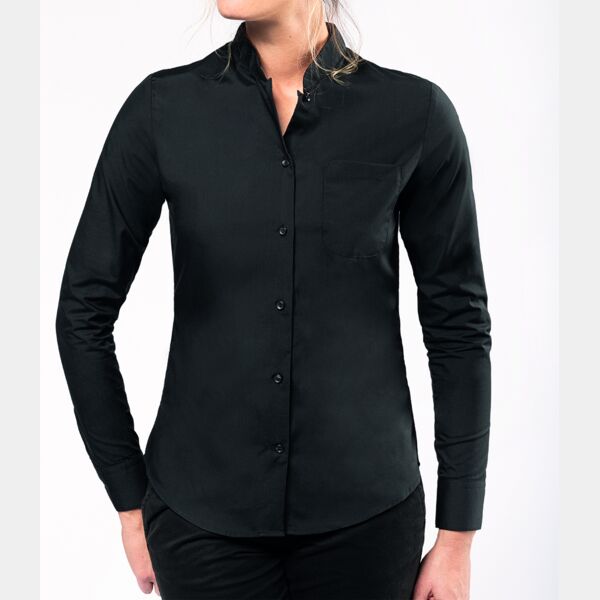 Kariban Ladies Long Sleeve Mandarin Collar Shirt Thumbnail