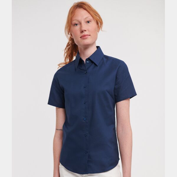 Russell Collection Ladies Short Sleeve Easy Care Oxford Shirt Thumbnail