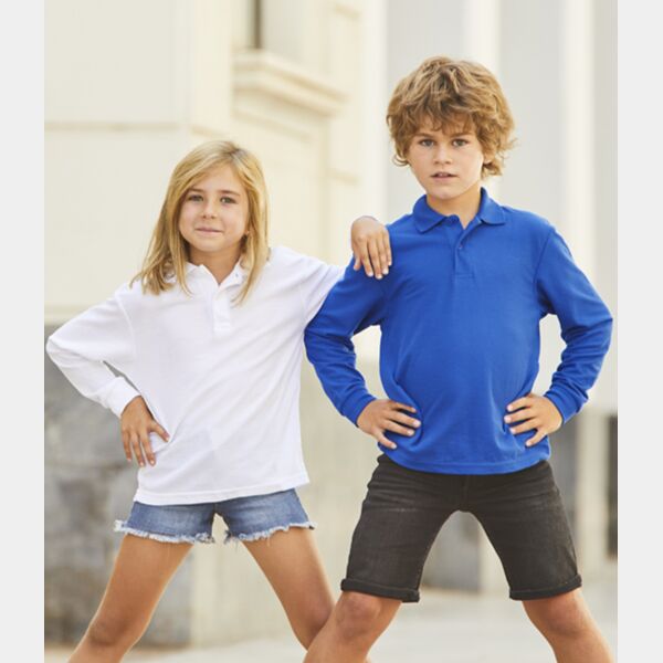 Fruit of the Loom Kids Long Sleeve Poly/Cotton Piqué Polo Shirt Thumbnail