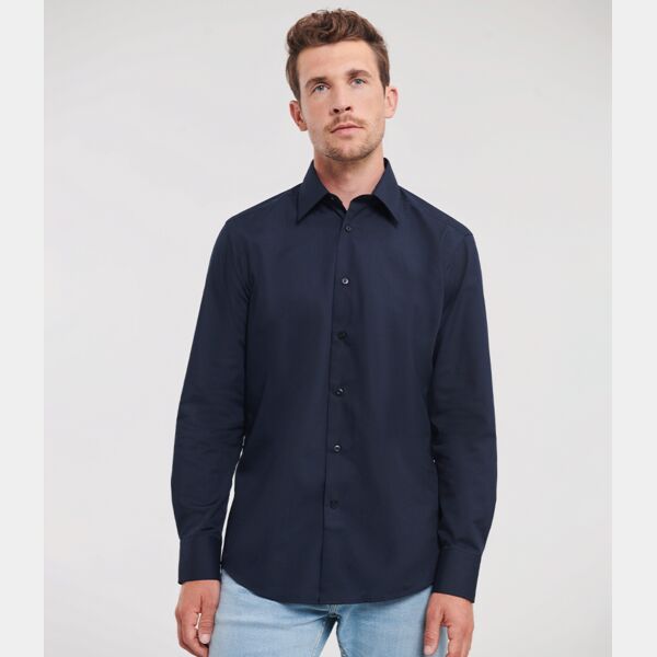 Russell Collection Long Sleeve Tailored Poplin Shirt Thumbnail