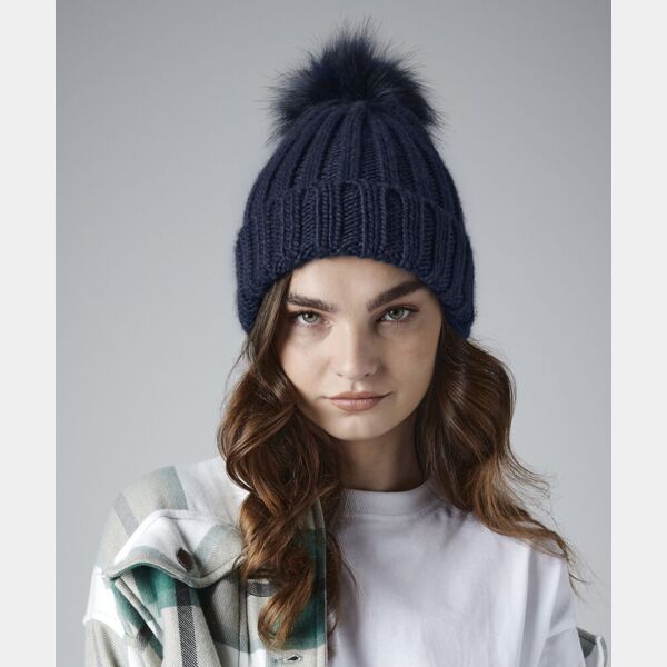 Verbier fur pop pom chunky beanie Thumbnail