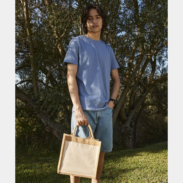 Cotton pocket jute midi tote Thumbnail