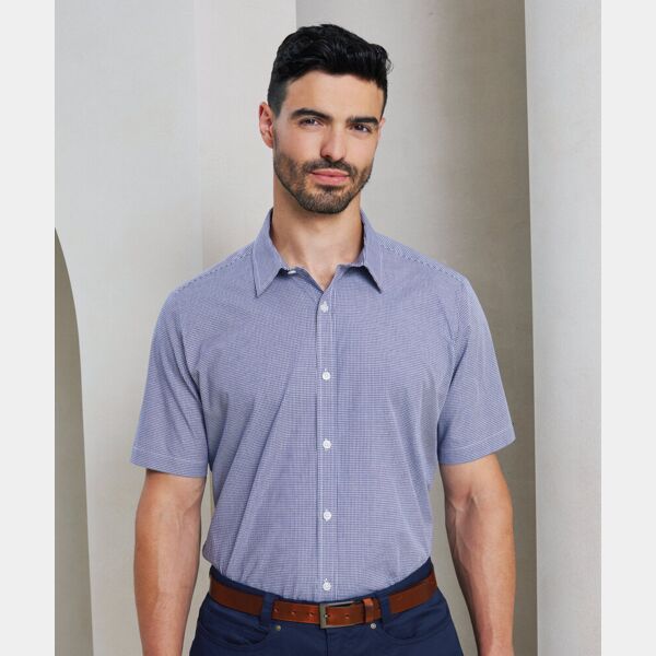 Microcheck (Gingham) short sleeve cotton shirt Thumbnail