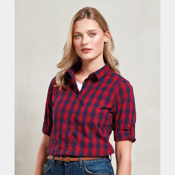 Women's Mulligan check cotton long sleeve shirt Thumbnail