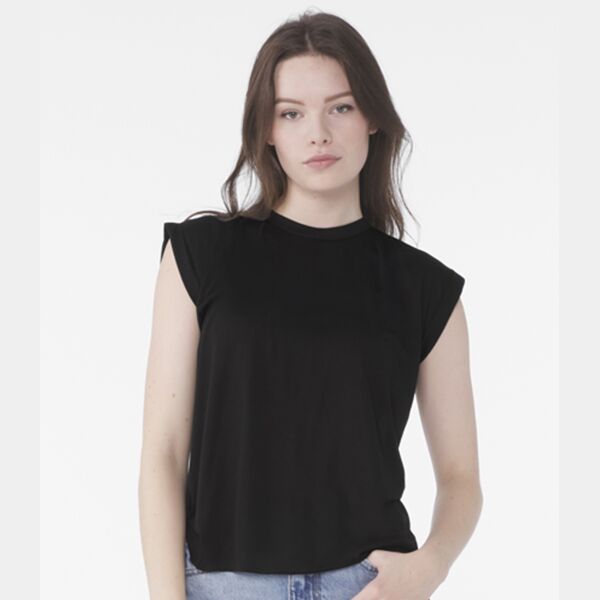 Bella Ladies Flowy Rolled Cuff Muscle T-Shirt Thumbnail