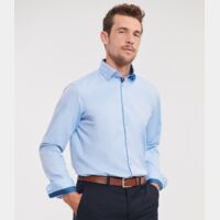 Russell Collection Long Sleeve Contrast Herringbone Shirt Thumbnail