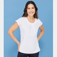 Henbury Ladies Pleat Front Short Sleeve Blouse Thumbnail