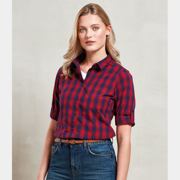 Premier Ladies Mulligan Check Long Sleeve Shirt Thumbnail