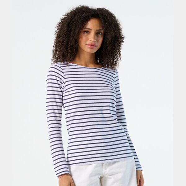 SOL'S Ladies Marine Long Sleeve Striped T-Shirt Thumbnail