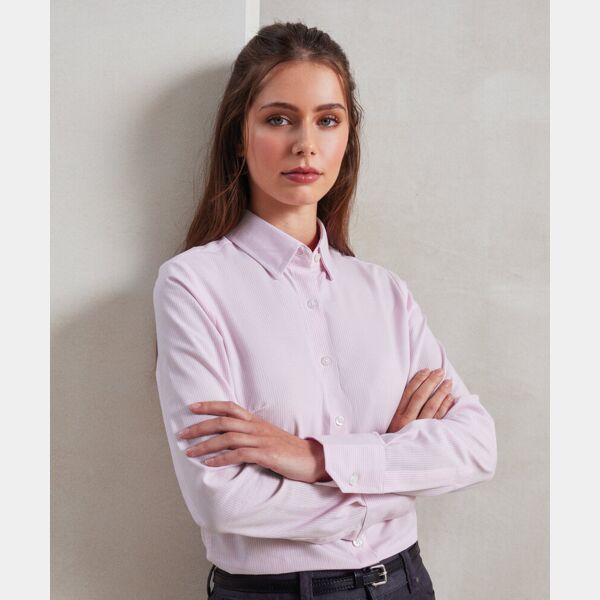 Women's cotton-rich Oxford stripes blouse Thumbnail