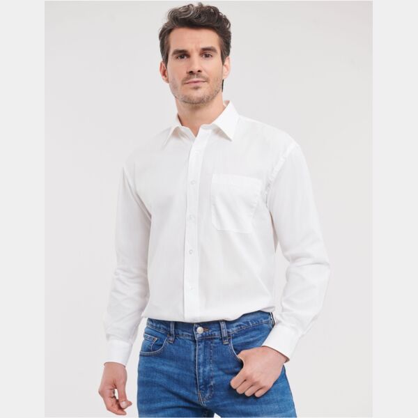 Men's Long Sleeve Classic Pure Cotton Poplin Shirt ( Premium ) Thumbnail