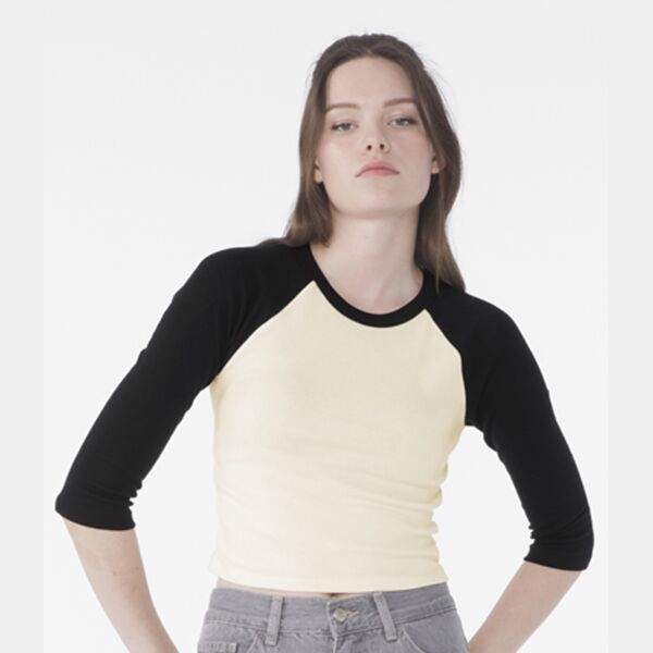 Bella Ladies Micro Rib 3/4 Raglan Baby T-Shirt Thumbnail