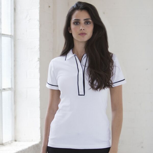 Women's contrast piped polo shirt Thumbnail