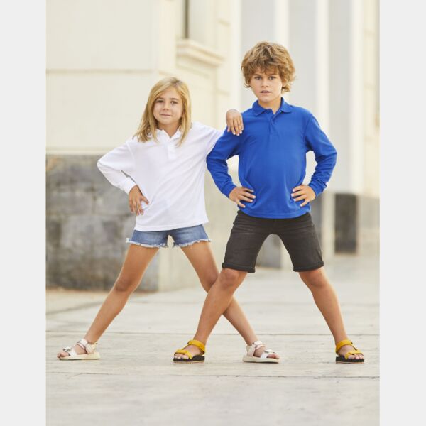 Fruit Of The Loom Kids Long Sleeve Polo Thumbnail