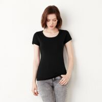 Baby rib short sleeve sccop neck T-shirt Thumbnail