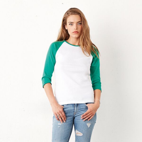 Baby Rib 3/4 Sleeve Contrast Raglan T-Shirt Thumbnail