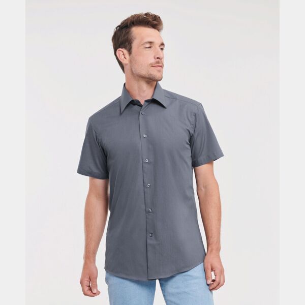 Cap Sleeve Polycotton Easycare Fitted Poplin Shirt Thumbnail