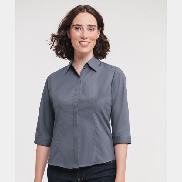 Women's 3/4 Sleeve Polycotton Easycare Poplin Shir Thumbnail