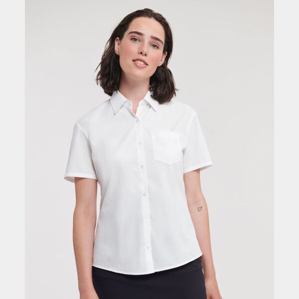 Women's Short Sleeve 100% Cotton Poplin Shirt Thumbnail