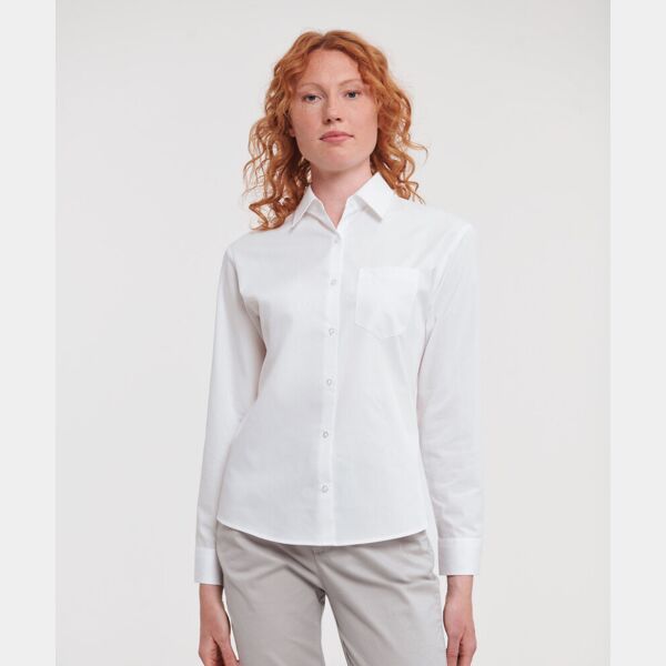 Women's long sleeve 100% cotton poplin shirt Thumbnail