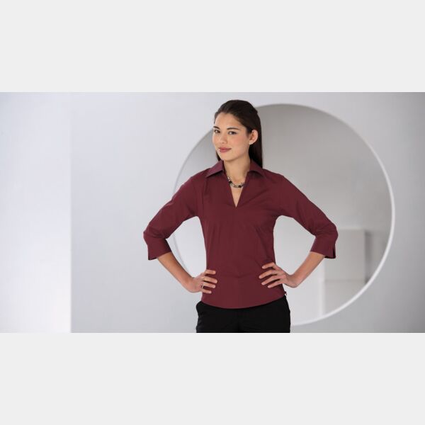 Women's ¾ Sleeve Stretch Shirt Zip Top Thumbnail