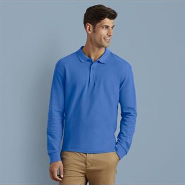Premium cotton long sleeve double piqué polo Thumbnail