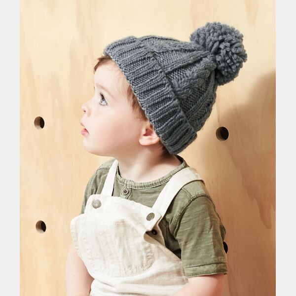 Beechfield Infant Cable Knit Melange Beanie Thumbnail